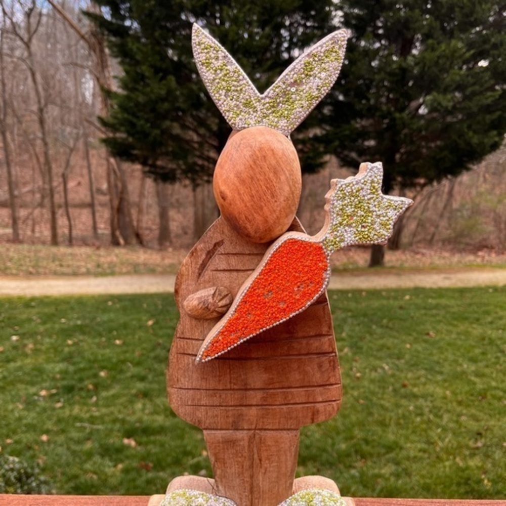 Easter bunny rabbit wooden figurine Easter decor